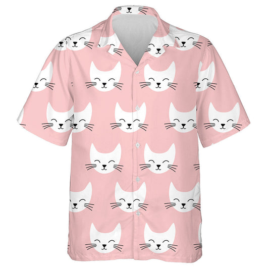 Smiling Cute Cats On Pink Background Hawaiian Shirt,Hawaiian Shirt Gift, Christmas Gift