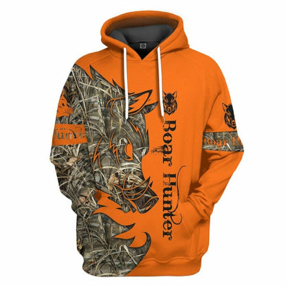 3D Orange Boar Hunter Saincheaptha Tshirt Éadaí Cochaill