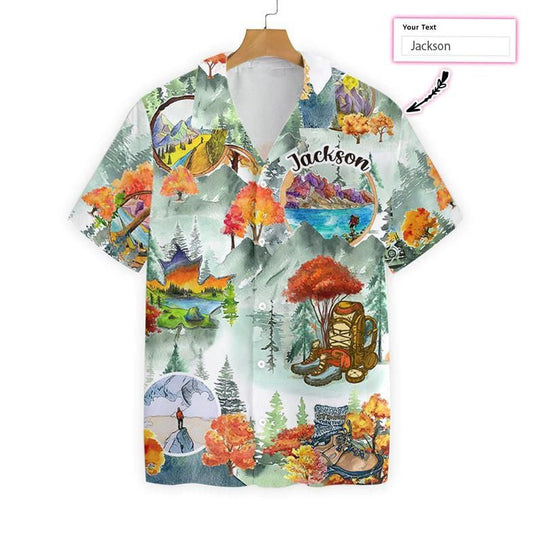 Hiking Beautiful Landscape Custom Name Hawaiian Shirt, Hawaiian For Gift