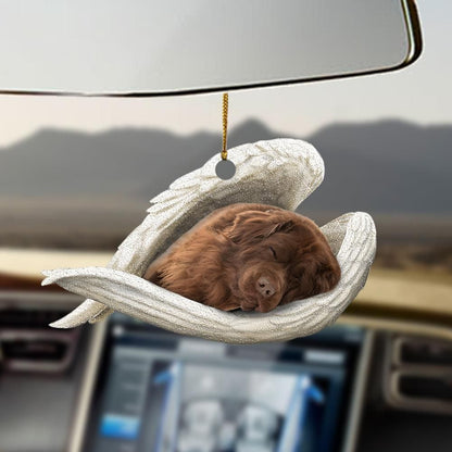 brown Newfoundland Sleeping Angel Ornament, Happy Christmas Ornament, Christmas Gift, Christmas Decoration