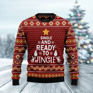 Single And Ready To Jingle unisex womens & mens, couples matching, friends, funny family ugly christmas holiday sweater gifts, Christmas Ugly Sweater