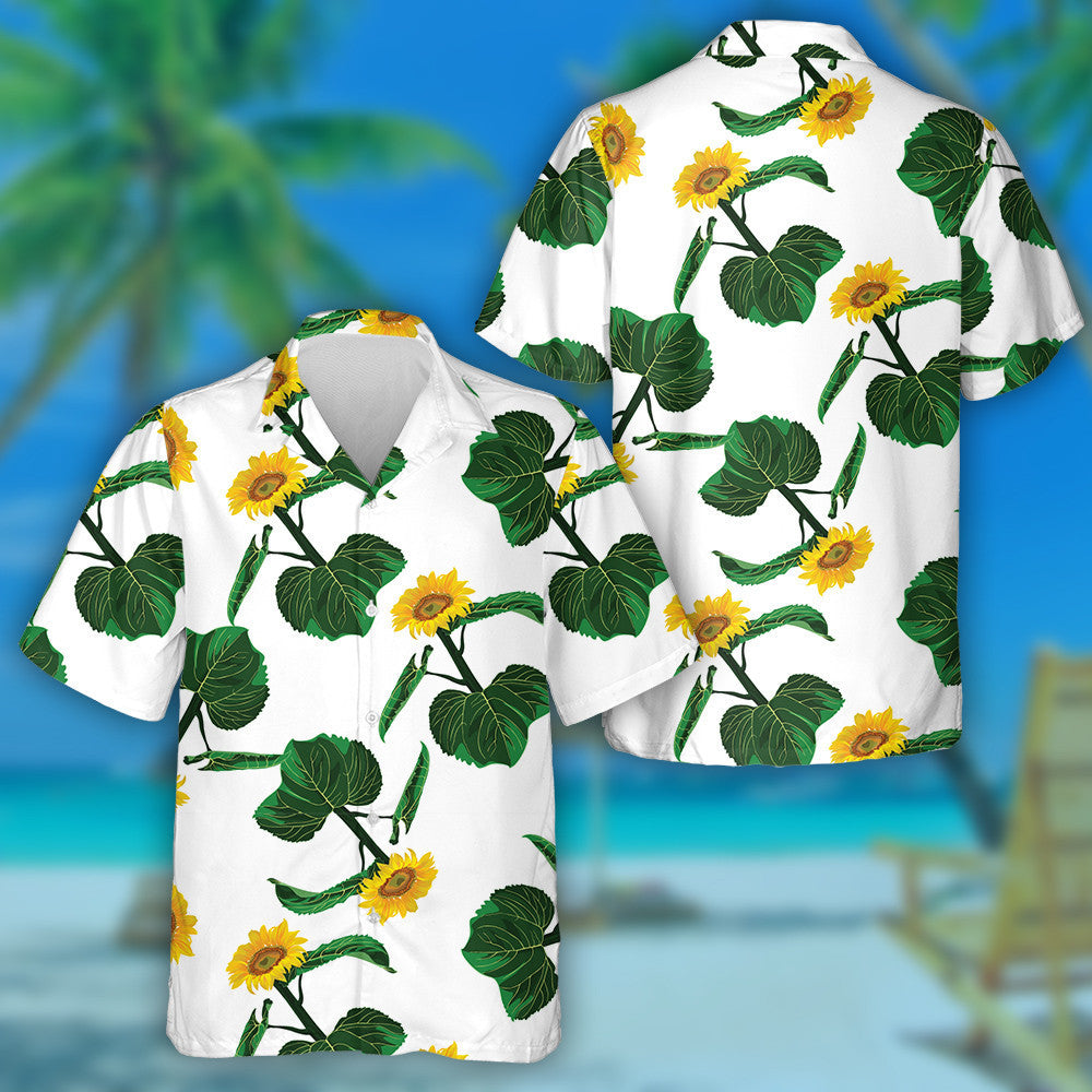 Léaráid Dearaidh Le Lusanna Gréine le Duilleoga ar Chúlra Bán Léine Haváís, Bronntanas Léine Haváí, Bronntanas Nollag