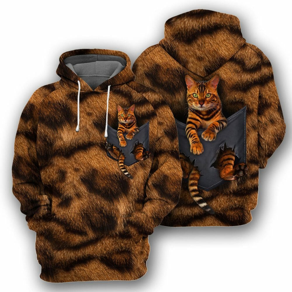 Bengal Cat Pocket - 3D All Over Printed Shirt Tshirt Hoodie Apparel