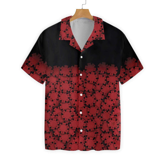 Poker Chip Maroon And Black Design Hawaiian Shirt,Hawaiian Shirt Gift, Christmas Gift