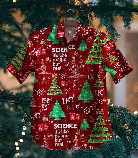 Science Is Like Magic But Real Christmas Design Hawaiian Shirt, Hawaiian Shirt Gift, Christmas Gift