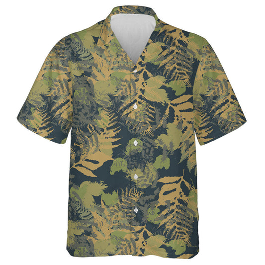 Vintage Watercolor Fern Autumn Leaves Camouflage Pattern Hawaiian Shirt, Hawaiian Shirt Gift, Christmas Gift