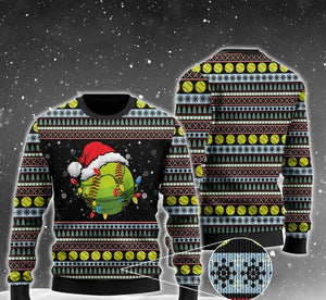 Christmas Softball Ball Santa Hat Ugly Christmas Sweater, Christmas Ugly Sweater,Christmas Gift,Gift Christmas 2022