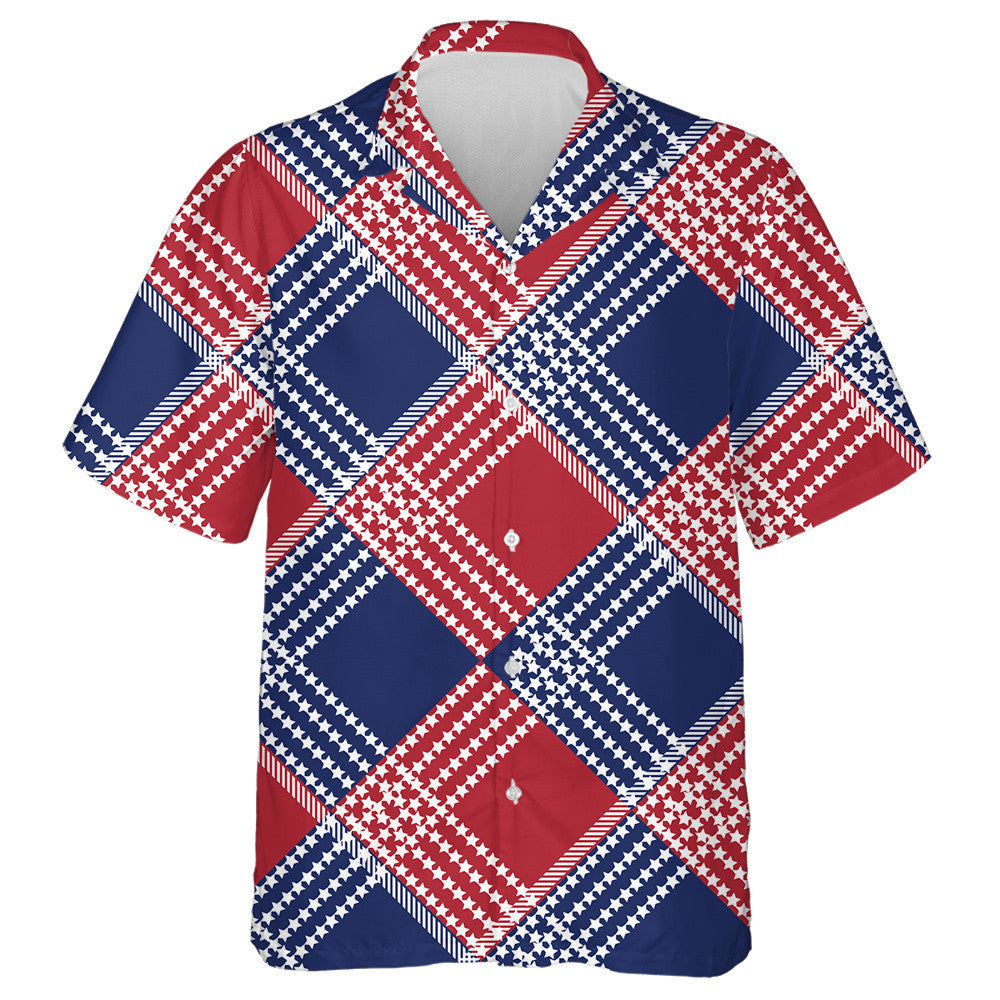 Gingham Plaid Pattern With Small Stars Striped Hawaiian Shirt, Hawaiian Shirt Gift, Christmas Gift