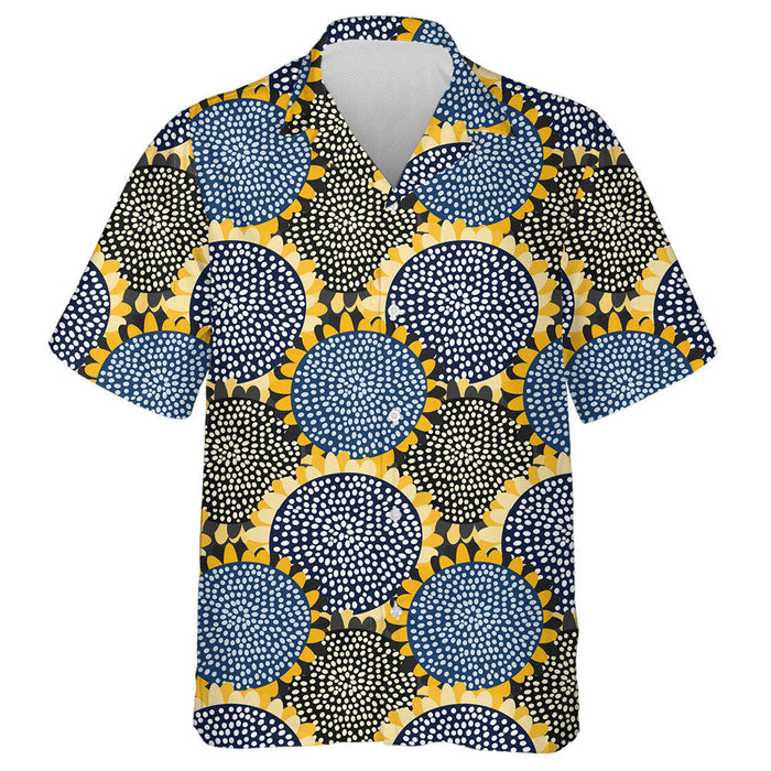 Yellow Black Abstract Sunflowers With Seeds By Dots Hawaiian Shirt, Hawaiian Shirt Gift, Christmas Gift