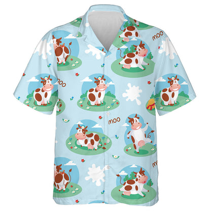 Cute Cows In Different Poses On The Background Hawaiian Shirt, Hawaiian Shirt Gift, Christmas Gift