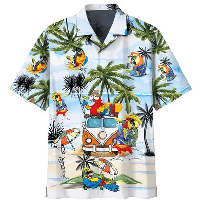 Dearadh Parrot Faint Ar an Trá Léine Haváís, Bronntanas Léine Haváíais, Bronntanas Nollag