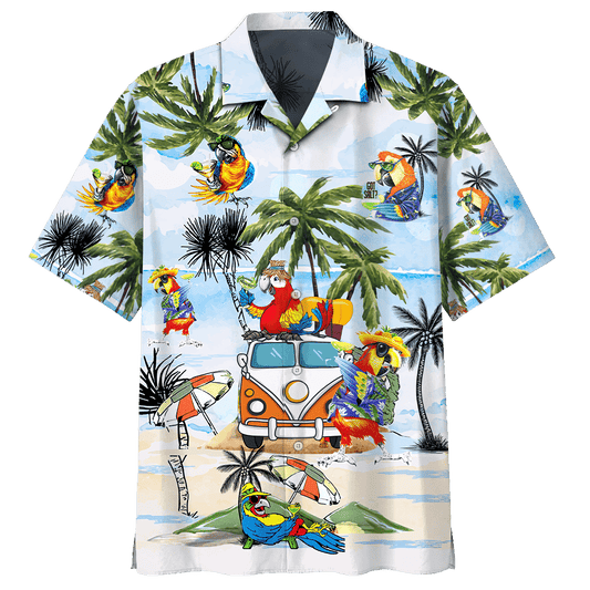 Dearadh Parrot Faint Ar an Trá Léine Haváís, Bronntanas Léine Haváíais, Bronntanas Nollag