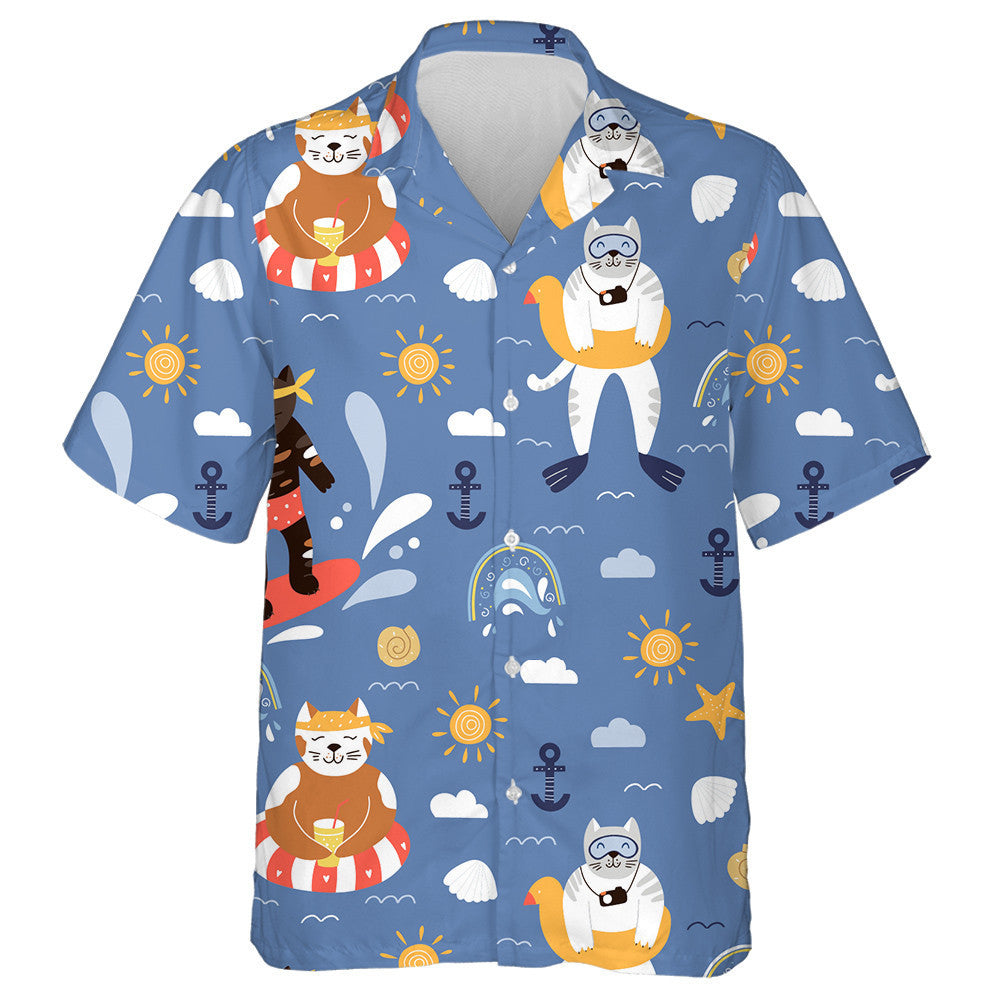 Modern Baby Cats In Summer Background Hawaiian Shirt,Hawaiian Shirt Gift, Christmas Gift