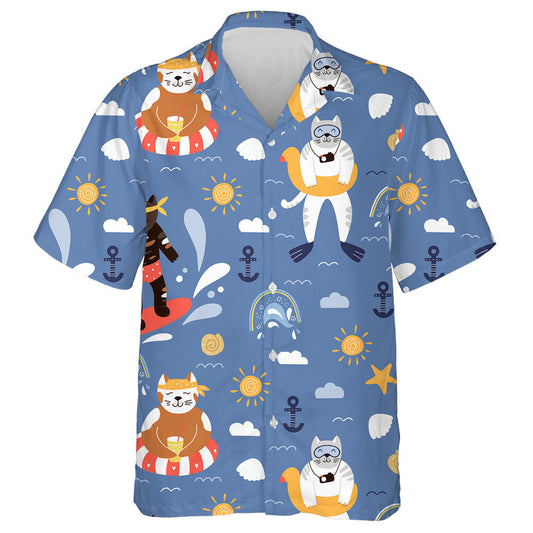 Modern Baby Cats In Summer Background Hawaiian Shirt,Hawaiian Shirt Gift, Christmas Gift