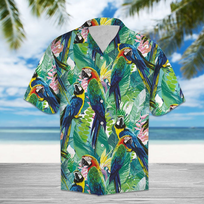 Amazing Parrot Palm Tree Leaves Summer Vacation Aloha Hawaiian Shirt, Hawaiian Shirt Gift, Christmas Gift