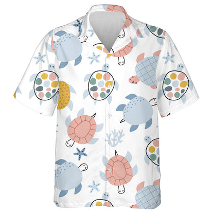 Colorful Style Cute Turtles On White Background Hawaiian Shirt, Hawaiian Shirt Gift, Christmas Gift