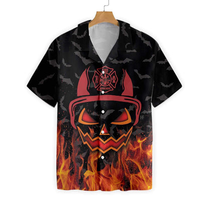 Brave And Strong Halloween Firefighter Design Hawaiian Shirt, Hawaiian For Gift