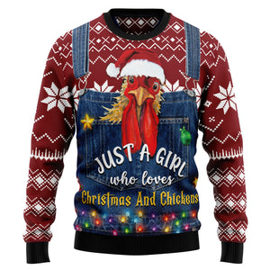 Just A Girl Who Loves Christmas And Chickens Christmas Sweater,Christmas Ugly Sweater,Christmas Gift,Gift Christmas 2024