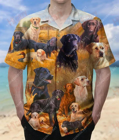 Aisghabhálaí Labrador Sona Teaghlaigh Léine Gearr Muinchille Unisex Léinte T Aigéan Haváís Léine Oirbheartaíochta Haváís Léinte haváíais do Mhná, Bronntanas Léine Haváís, Bronntanas Nollag