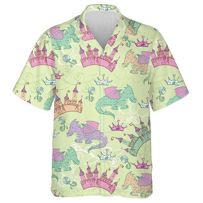 Dragon With Princess Accessories And Castle Hawaiian Shirt,Hawaiian Shirt Gift, Christmas Gift
