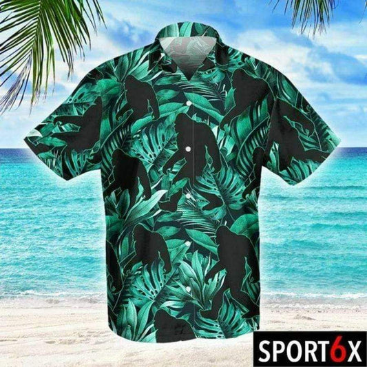 Bigfoot Green Funky Hawaiian Aloha Aloha Shirts #Dh Hawaiian Shorts Beach Short SleeverHawaiian Shirt Gift, Christmas Gift