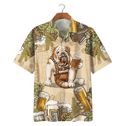 BullDog Drinking Beer Cool Design Hawaiian Shirt, Hawaiian For Gift