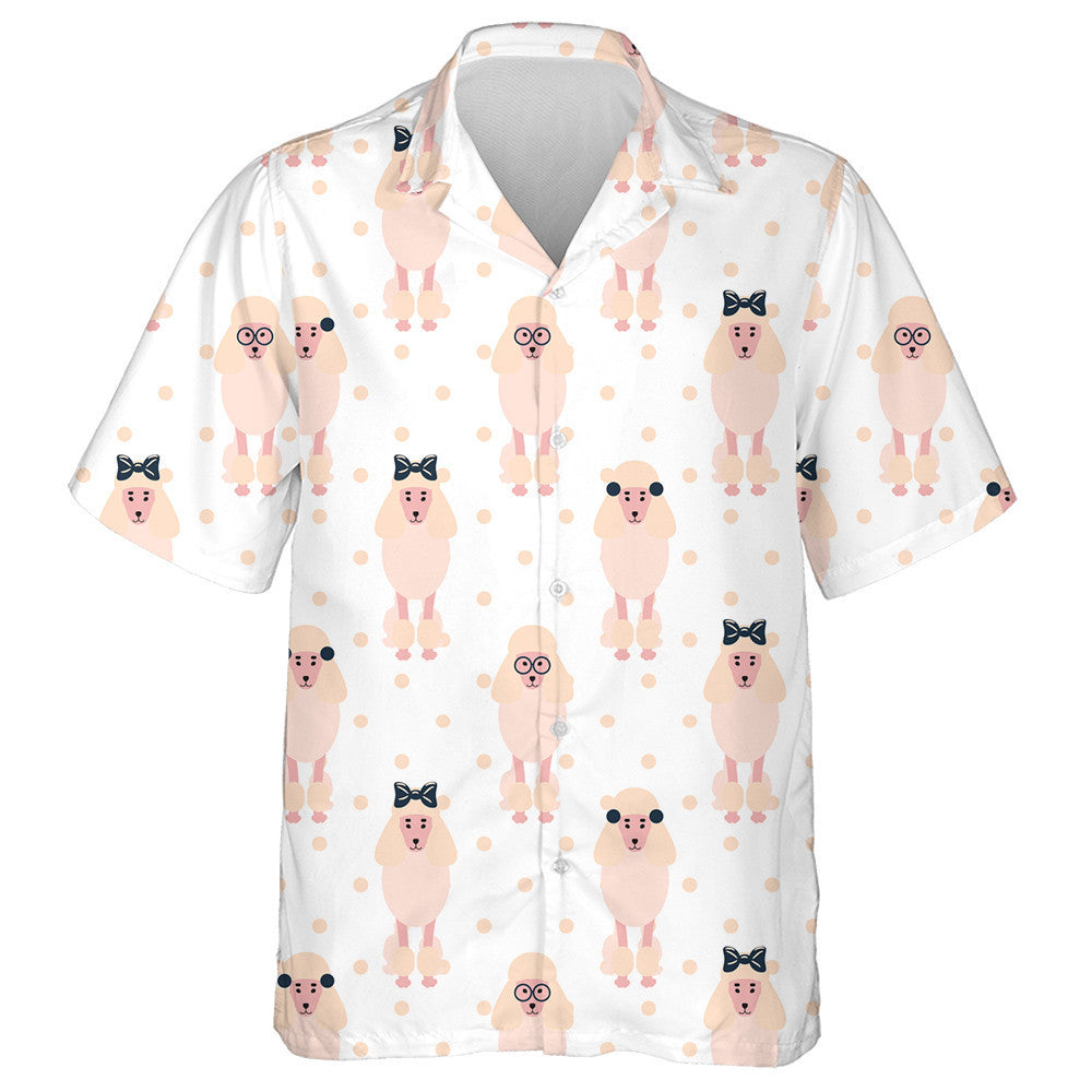 Light Pastel Poodle Dog Girlish Polkadot Hawaiian Shirt, Hawaiian Shirt Gift, Christmas Gift