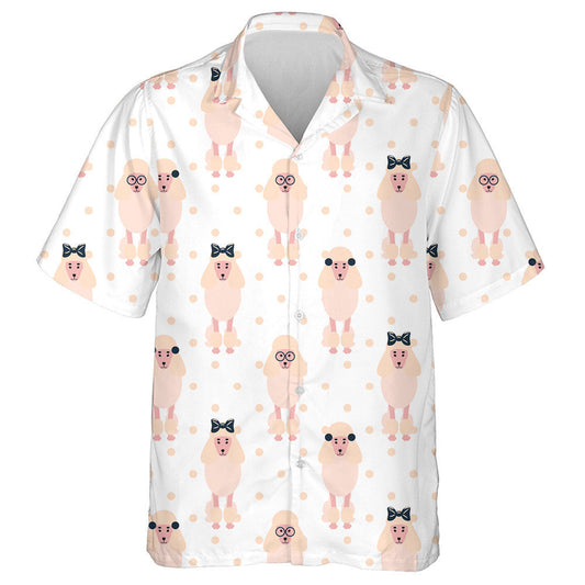 Light Pastel Poodle Dog Girlish Polkadot Hawaiian Shirt, Hawaiian Shirt Gift, Christmas Gift