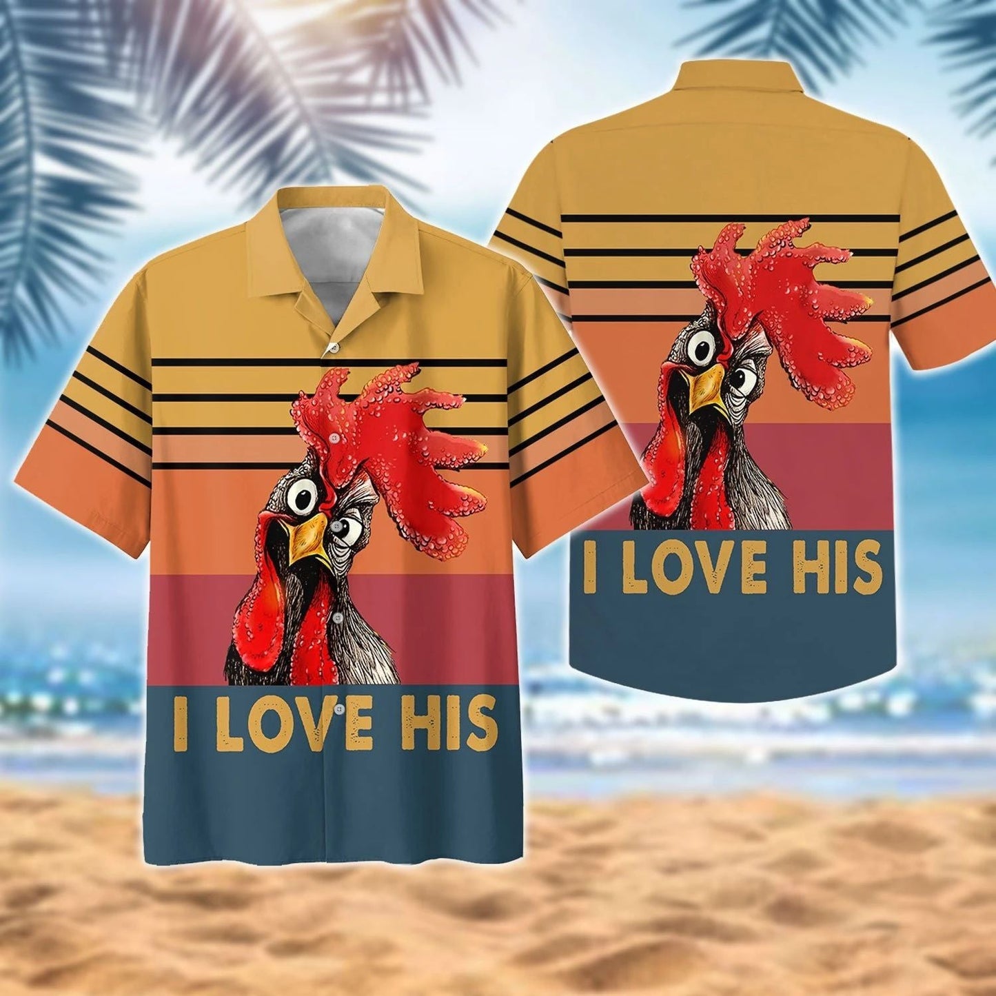 I Love His Chicken Watercolor Design Hawaiian Shirt, Hawaiian Shirt Gift, Christmas Gift