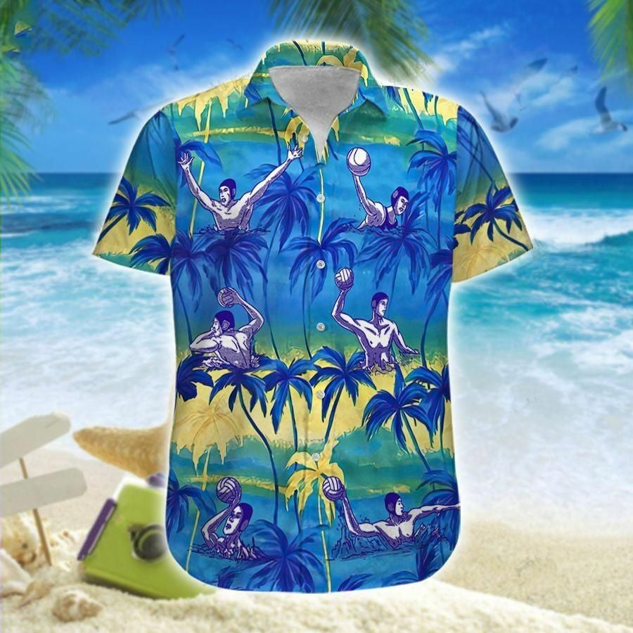 Water Polo And Palm Tree Design Hawaiian Shirt, Hwaiian For Gift