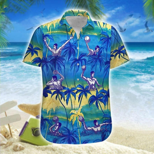 Water Polo And Palm Tree Design Hawaiian Shirt, Hwaiian For Gift