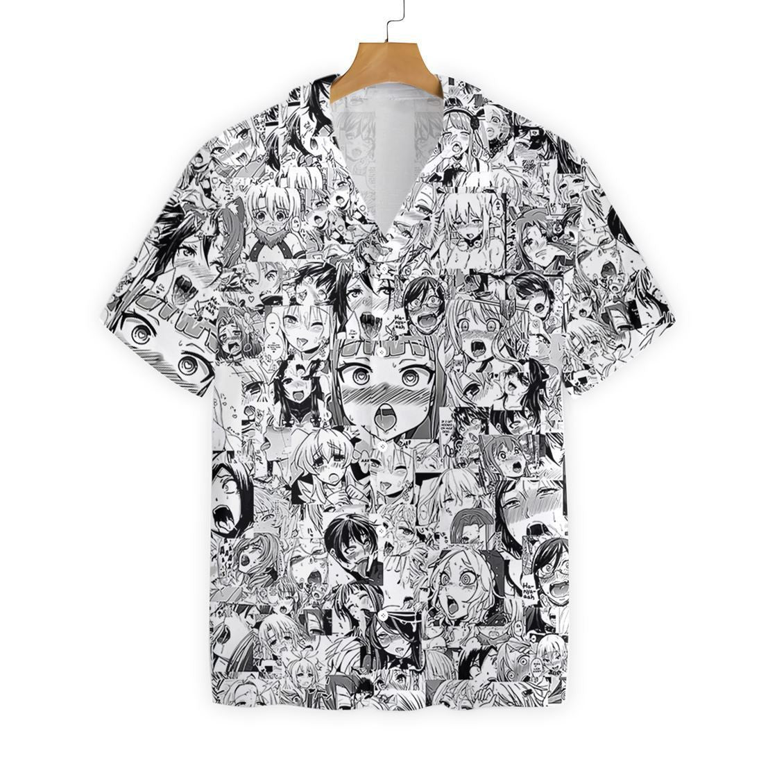 Black And White Agehao Pattern Hawaiian Shirt, Hawaiian For Gift