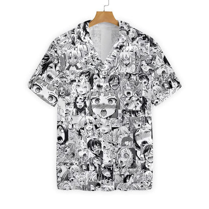 Black And White Agehao Pattern Hawaiian Shirt, Hawaiian For Gift