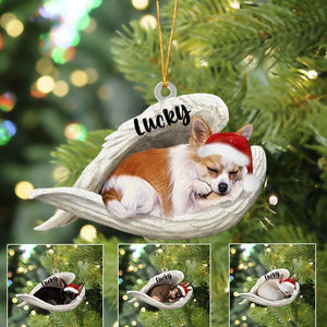 Custom Chihuahua Sleeping Angel Christmas Flat Acrylic Dog Ornament Memorial Dog Gift,Christmas Gift,Christmas Decoration