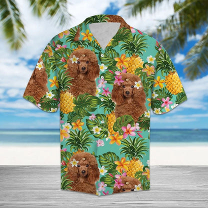 Cute Poodle With Pineapples And Flowers Design Hawaiian Shirt, Hawaiian Shirt Gift, Christmas Gift