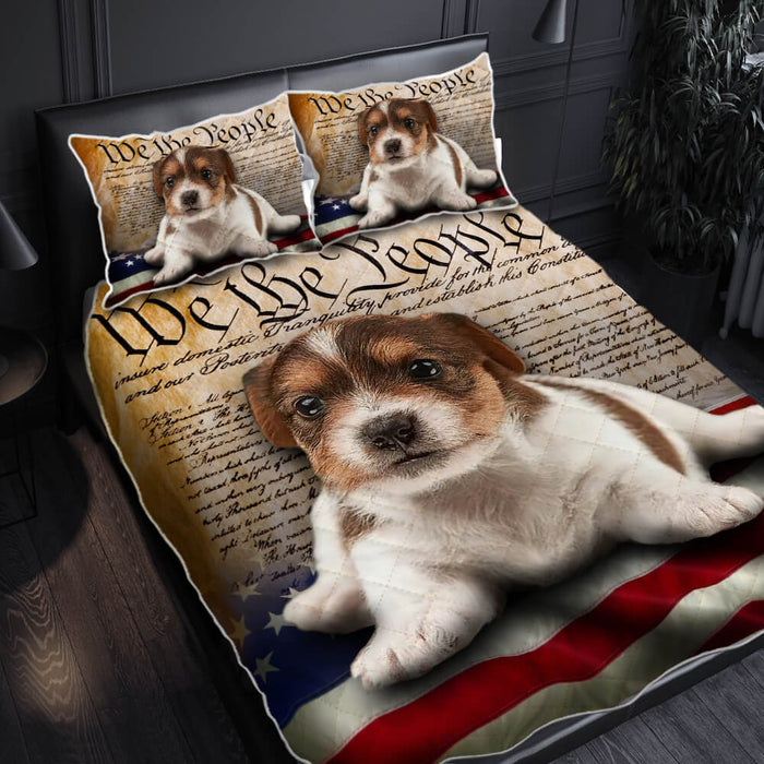Jack Russell Terrier Dog Quilt Bedding Set American We The People Bedroom Set Bedlinen 3D,Bedding Christmas Gift,Bedding Set Christmas