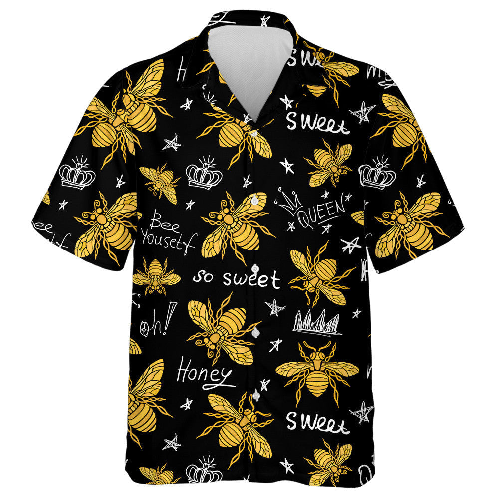 Dubh Agus Buí Lámh Tarraingthe Órga Bee Bee Léine Haváís, Léine haváíais Bronntanas, Nollag Bronntanas