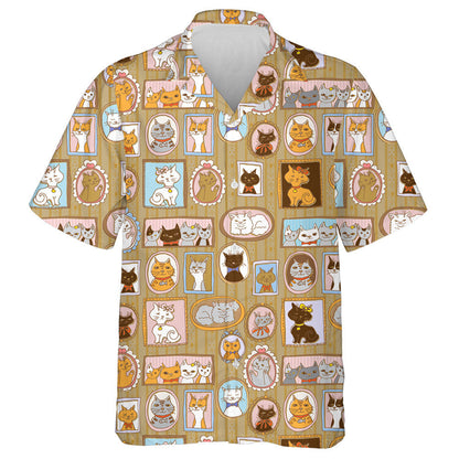 Cute Cats Retro Portraits Vintage Background Hawaiian Shirt, Hawaiian Shirt Gift, Christmas Gift