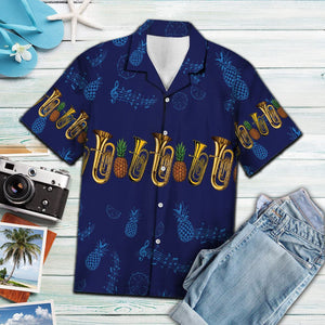 Awesome Tuba Musical Instrument Pattern Hawaiian Shirt, Hawaiian For Gift