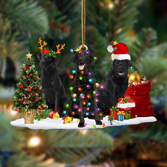 Black Labrador Retriever-Christmas Dog Friends Hanging Christmas Plastic Hanging Ornament, Christmas Ornament Gift, Christmas Gift, Christmas Decoration