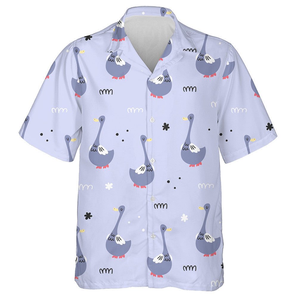 Hand Drawn Cute Cartoon Purple Ducks Hawaiian Shirt, Hawaiian Shirt Gift, Christmas Gift