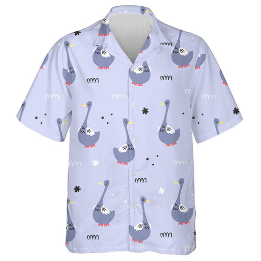 Hand Drawn Cute Cartoon Purple Ducks Hawaiian Shirt, Hawaiian Shirt Gift, Christmas Gift