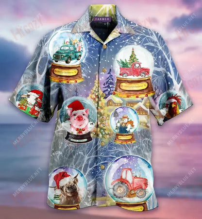 Feirmeoir Greannmhar Domhanda Unisex Léine Haváís Muinchille Gearr Aigéan Léinte Crazy Patrún Léine Haváíais, Bronntanas Léine Haváís, Bronntanas Nollag