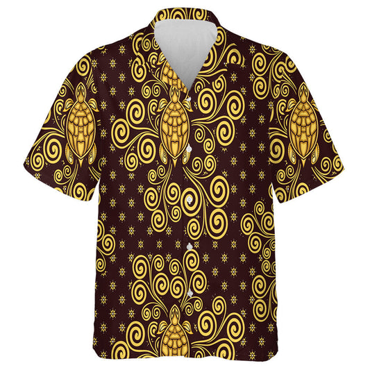 Téama Batik Farraige Le Turtar Óir Ar Léine Donn Haváís, Bronntanas Léine Haváíais, Bronntanas Nollag