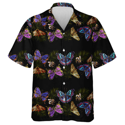 Hand Drawn Butterflies And Bumble Bee Hawaiian Shirt, Hawaiian For Gift