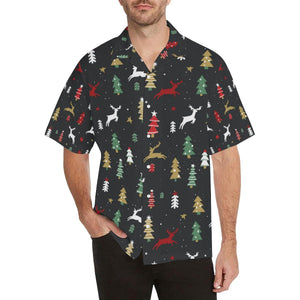 Funny Christmas Tree Deer Style Pattern Hawaiian Shirt, Hawaiian Shirt Gift, Christmas Gift.