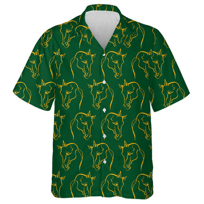 Hand Drawing Abstract Horse Head On Green Hawaiian Shirt, Hawaiian Shirt Gift, Christmas Gift