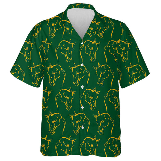 Hand Drawing Abstract Horse Head On Green Hawaiian Shirt, Hawaiian Shirt Gift, Christmas Gift
