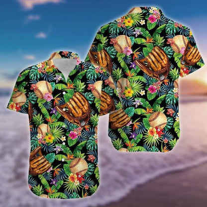 Vintage Baseball Art Theme Design Hawaiian Shirt, Hwaiian For Gift