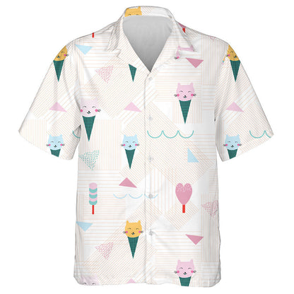 Green Ice Cream Cones With Cute Cats Hawaiian Shirt, Hawaiian Shirt Gift, Christmas Gift